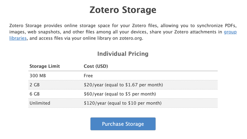 zotero sync pricing